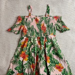 Art Class | tropical floral cold shoulder dress 4T